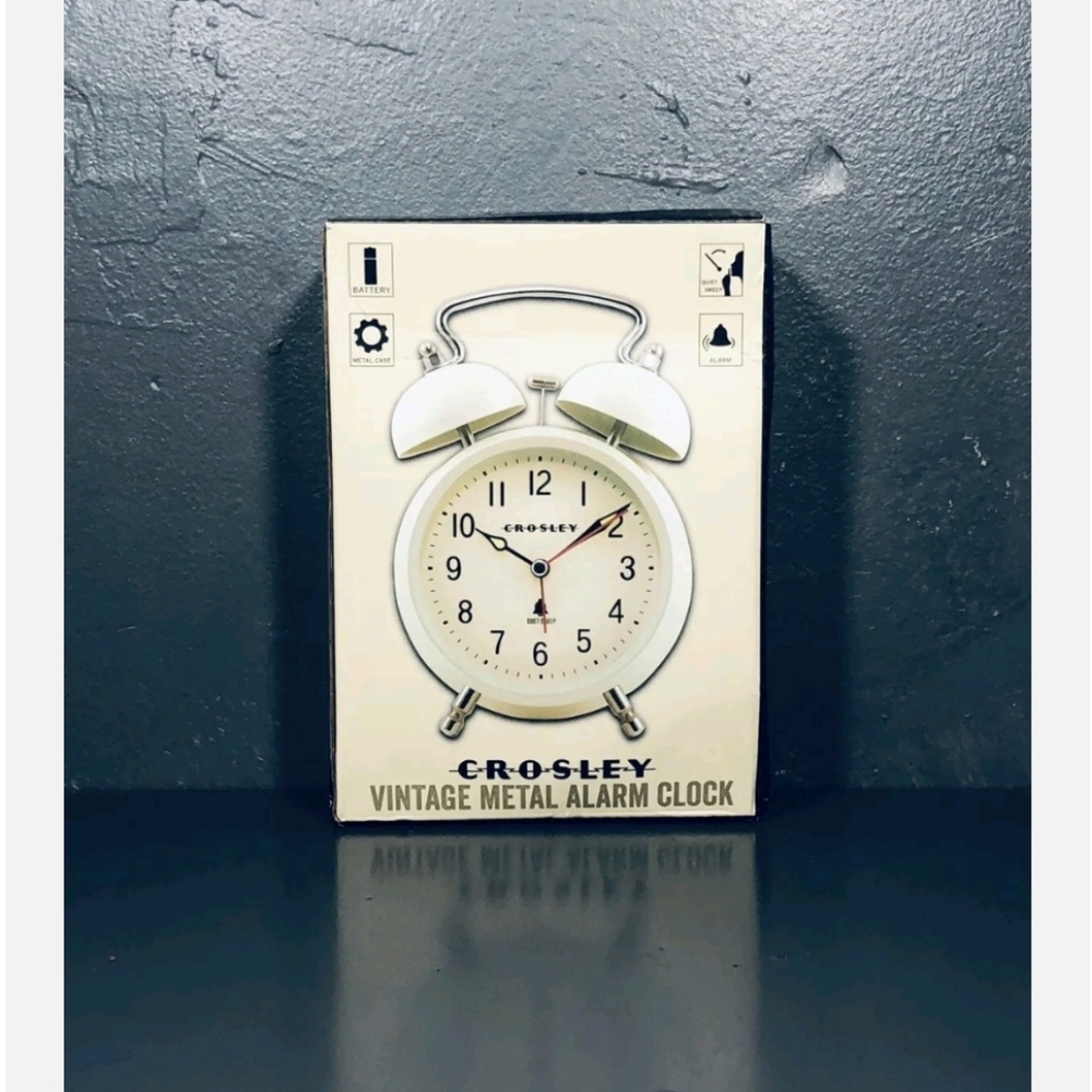 Crosley Vintage Metal Alarm Clock Cream Open Box